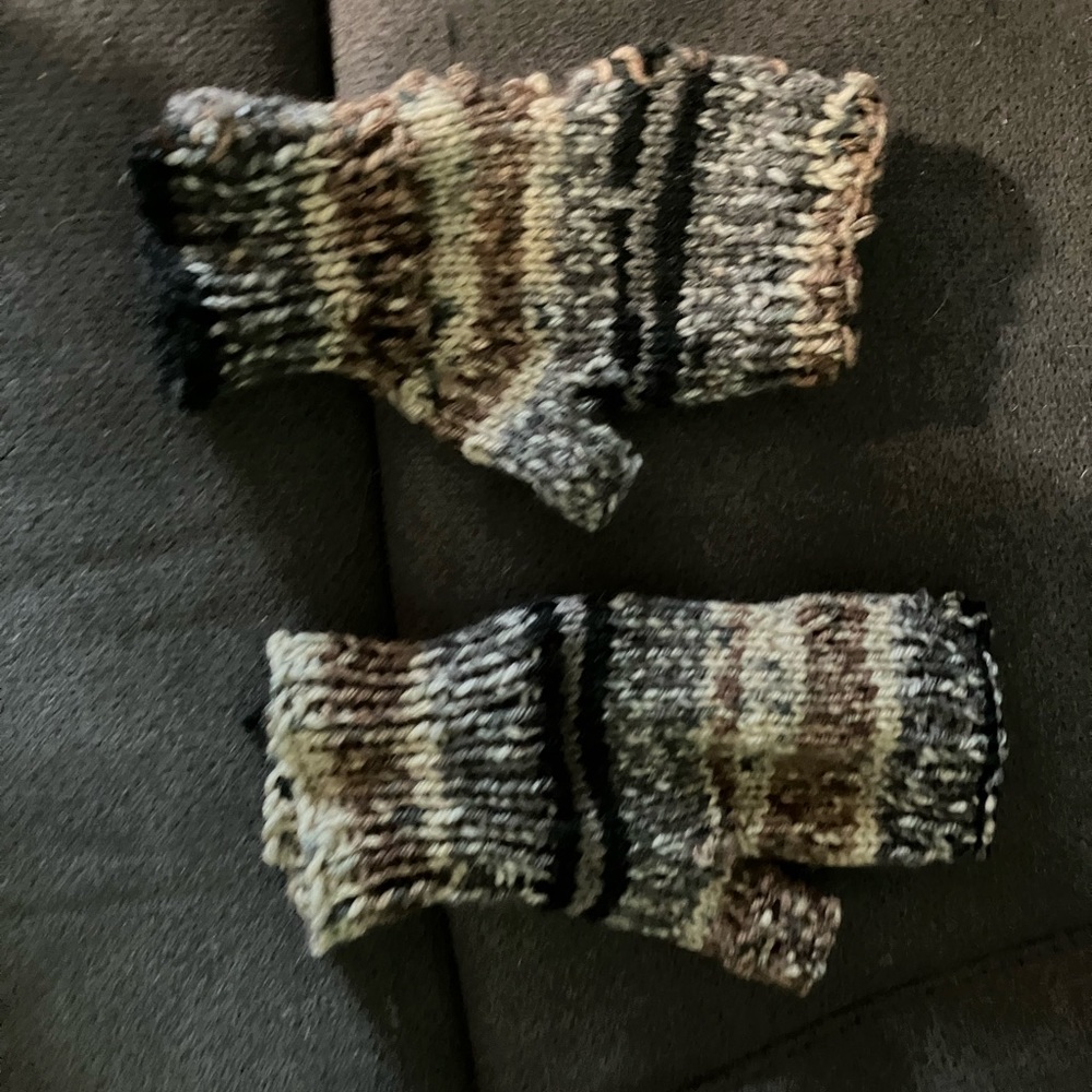 Adult fingerless mittens hand knitted